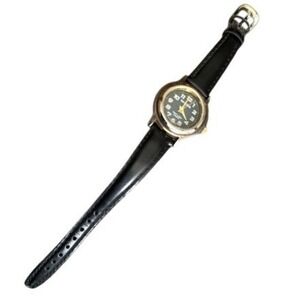 Advance Watch It Womens Black Leather Gold Tone Night Light‎ Watch EZC78603W